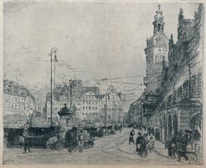 मार्केट प्लेस, लीपज़िग, c1913 द्वारा वाल्टर ज़ीजिंग