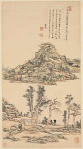 नी ज़ैन के रंग शैली में लैंडस्केप, 1707।