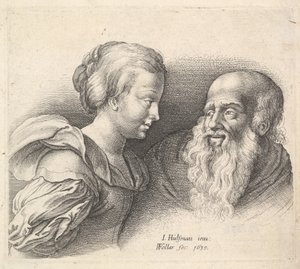 एक बूढ़ा आदमी और एक लड़की, हल्समैन के बाद, 1635। द्वारा Wenceslaus Hollar
