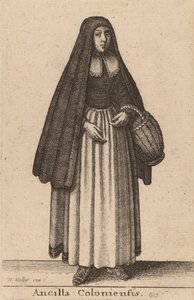 कोलोन की नौकरानी, 1643। द्वारा Wenceslaus Hollar