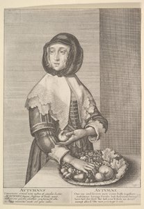 शरद ऋतु - शरद ऋतु तीन-चौथाई लंबाई के मौसम, 1641। द्वारा Wenceslaus Hollar
