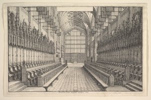 सेंट जॉर्जेस चैपल, विंडसर में चैयर और स्टॉल, 1660। द्वारा Wenceslaus Hollar