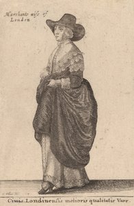 ए वूमन ऑफ़ द बेस्ट क्वालिटी ऑफ़ लंदन, 1643। द्वारा Wenceslaus Hollar