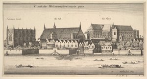 वेस्टमिंस्टर शहर का हिस्सा, नदी से वेस्टमिंस्टर, 1647 द्वारा Wenceslaus Hollar