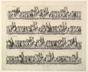 लंदन के माध्यम से चार्ल्स द्वितीय का राज्याभिषेक जुलूस, 1662। द्वारा Wenceslaus Hollar