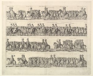 लंदन के माध्यम से चार्ल्स द्वितीय का राज्याभिषेक जुलूस, 1662। द्वारा Wenceslaus Hollar