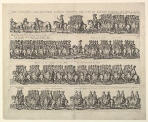 लंदन के माध्यम से चार्ल्स द्वितीय का राज्याभिषेक जुलूस, 1662। द्वारा Wenceslaus Hollar