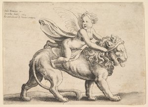 एक शेर पर कामदेव, 1652। द्वारा Wenceslaus Hollar