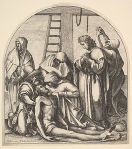 होल्बिन, 1640 के बाद क्रॉस से उतरना। द्वारा Wenceslaus Hollar