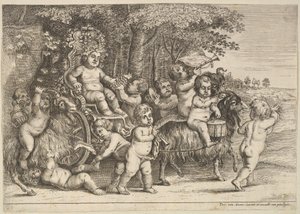 ग्यारह लड़के और तीन बकरियां, 1625-77। द्वारा Wenceslaus Hollar