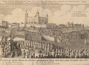 थॉमस वेंटवर्थ का निष्पादन, 1641। द्वारा Wenceslaus Hollar