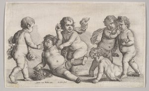 पांच लड़के और एक व्यंग्य, 1625-77। द्वारा Wenceslaus Hollar