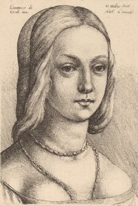 महिला का सिर दाहिनी ओर देख रहा है। द्वारा Wenceslaus Hollar