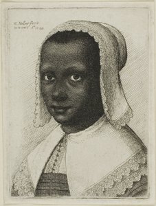 लेस केर्चिफ़ टोपी वाली एक काली महिला का सिर द्वारा Wenceslaus Hollar
