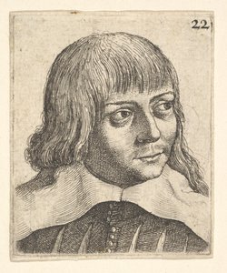 एक युवक का सिर, 1625-77 से थोड़ा दाहिनी ओर मुड़ा। द्वारा Wenceslaus Hollar