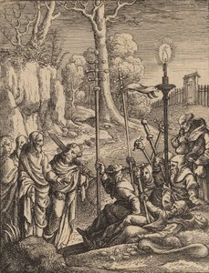 यीशु का अपने विरोधियों से सामना। द्वारा Wenceslaus Hollar