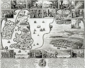 सिविल वार इंग्लैंड का नक्शा और प्राग का दृश्य, 1632