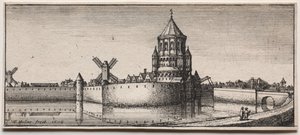 म्यूटेड टाउन गेट, 1676। द्वारा Wenceslaus Hollar