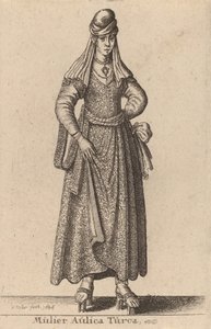एक तुर्की कोर्ट वुमन, 1644। द्वारा Wenceslaus Hollar