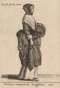 एक उदार अंग्रेजी महिला, 1642। द्वारा Wenceslaus Hollar