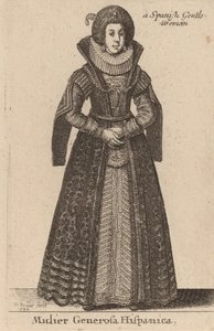 एक स्पेनिश उदार महिला, 1644। द्वारा Wenceslaus Hollar