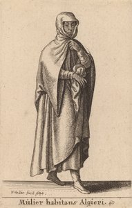 1644 में अल्जीयर्स में रहने वाली महिला। द्वारा Wenceslaus Hollar