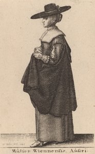 वियना की महिला, ऑस्ट्रिया, 1643। द्वारा Wenceslaus Hollar