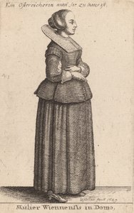 घर पर वियना की एक महिला, 1649। द्वारा Wenceslaus Hollar