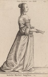 एक महान अंग्रेजी महिला, 1649। द्वारा Wenceslaus Hollar
