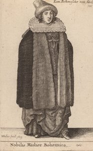 एक नोबल बोहेमियन महिला, 1649। द्वारा Wenceslaus Hollar