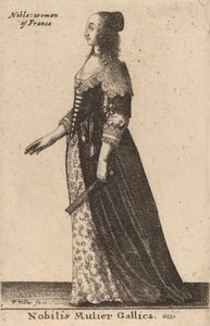 एक कुलीन फ्रांसीसी महिला। द्वारा Wenceslaus Hollar