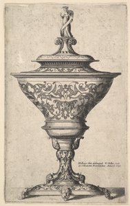 मास्क के पैरों पर अलंकृत गोबेल, 1645। द्वारा Wenceslaus Hollar