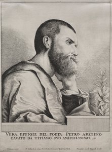 पिएत्रो एरेटिनो का चित्रण, 1649। द्वारा Wenceslaus Hollar