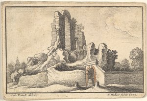 1673 में रोम में एस्क्विलाइन हिल पर खंडहर और एक वर्जित द्वार। द्वारा Wenceslaus Hollar
