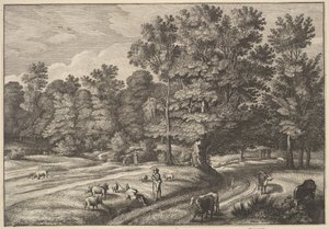 एक जंगल में चरवाहे, 1648-50। द्वारा Wenceslaus Hollar