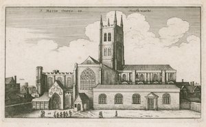 सेंट मेरीज, साउथवार्क, लंदन; ड्राइंग दिनांक 1647 द्वारा Wenceslaus Hollar