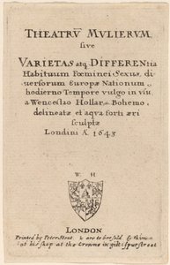महिलाओं का रंगमंच: शीर्षक पृष्ठ, 1643। द्वारा Wenceslaus Hollar