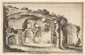 Diocletian, 1651 के स्नान का Thermaru diocletiani खंडहर। द्वारा Wenceslaus Hollar