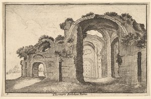 Diocletian, 1651 के स्नान का Thermaru diocletiani खंडहर। द्वारा Wenceslaus Hollar