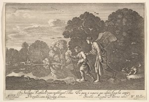 टोबियास और परी, 1644-52। द्वारा Wenceslaus Hollar