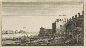 व्हाइटहॉल सीढ़ियों पर नदी से लैम्बेथ पैलेस का दृश्य द्वारा Wenceslaus Hollar