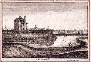 न्यू रिवर हेड, फिन्सबरी, लंदन, 1665 के आसपास के क्षेत्र का दृश्य द्वारा Wenceslaus Hollar