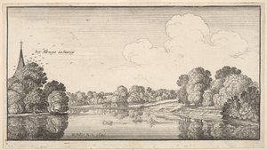 एल्बरी, सरे, 1645 के पास ग्रामीण इलाकों के दृश्य। द्वारा Wenceslaus Hollar