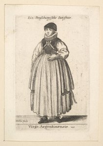 कन्या अर्जेंटीना। स्ट्रासबर्ग की अविवाहित महिला, 1625-77। द्वारा Wenceslaus Hollar