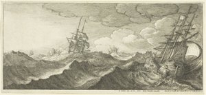 लहरों के गर्त में युद्धपोत द्वारा Wenceslaus Hollar