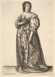 एंथोनी वैन डाइक के बाद पूरी लंबाई वाली महिला, 1625-77। द्वारा Wenceslaus Hollar