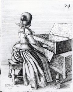 वूमेन प्लेइंग ए कीबोर्ड, 1635 द्वारा Wenceslaus Hollar