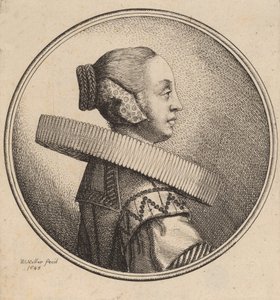 प्रोफाइल में रफ वाली महिला, 1643। द्वारा Wenceslaus Hollar