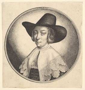 चौड़ी टोपी वाली महिला, 1642। द्वारा Wenceslaus Hollar