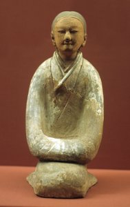 एड़ी पर बैठी महिला, 206 ई.पू.-8 ई द्वारा पश्चिमी हान राजवंश चीनी स्कूल